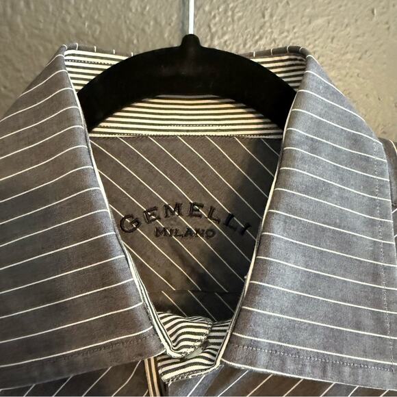 Gemelli Milano Striped Button Down Size L (16.5) - Picture 4 of 5